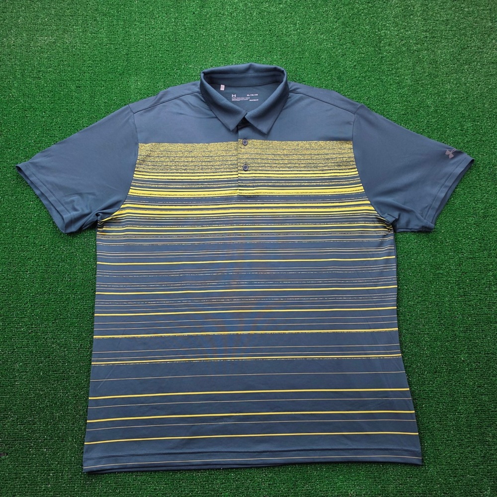Under Armour HeatGear Loose Performance Golf Polo Mens XL Green Striped
